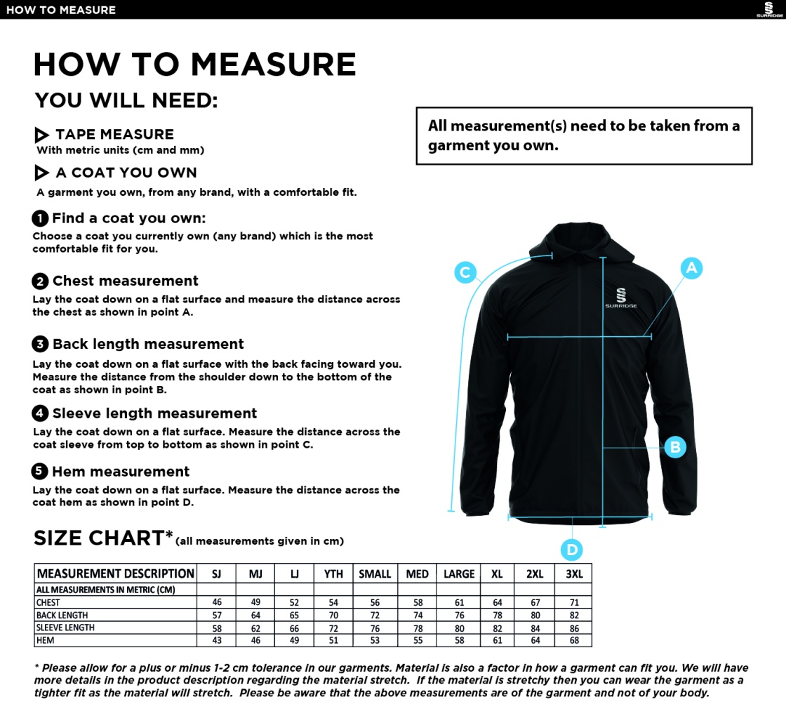 GRINDLEFORD CC Dual Elite 1/4 Zip Hoody / Rain Jacket : Black - Size Guide