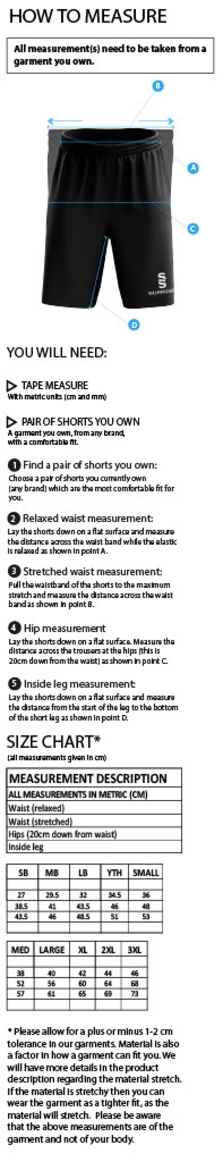 Grindleford CC - Women's Ripstop Short - Size Guide