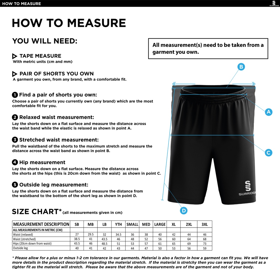 Grindleford CC - Blade Shorts - Size Guide