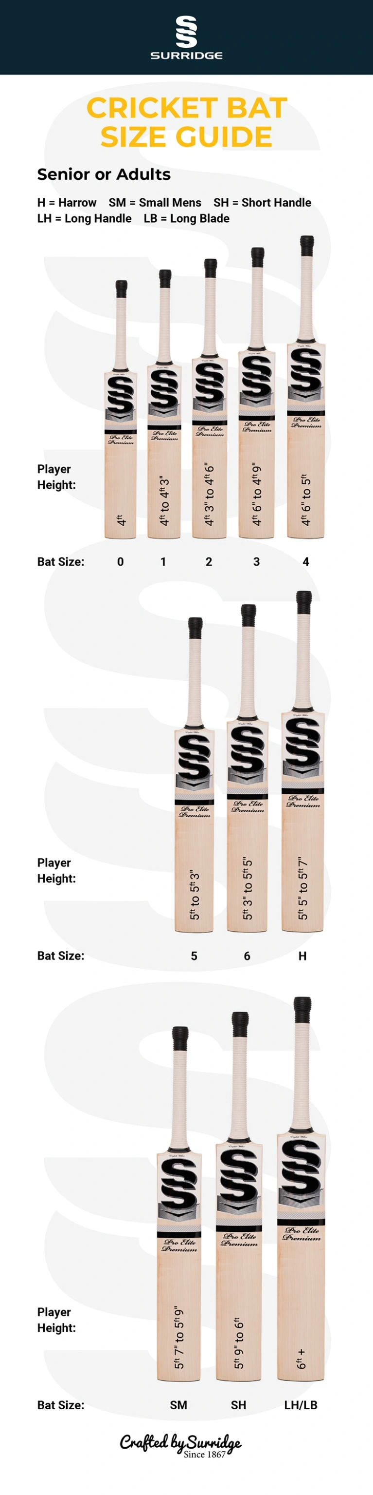 Sterling Bat - Grade 1 - Size Guide